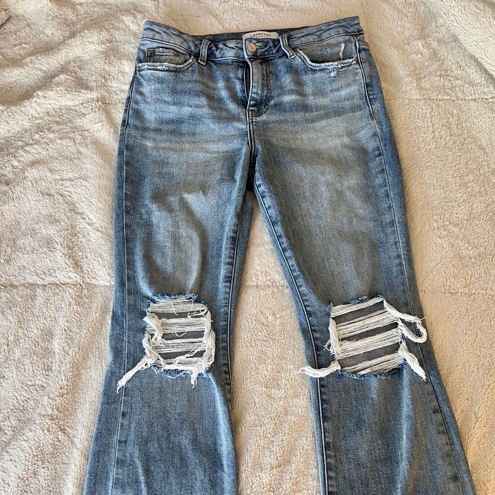 Lovervet Distressed Blue Flare Jeans